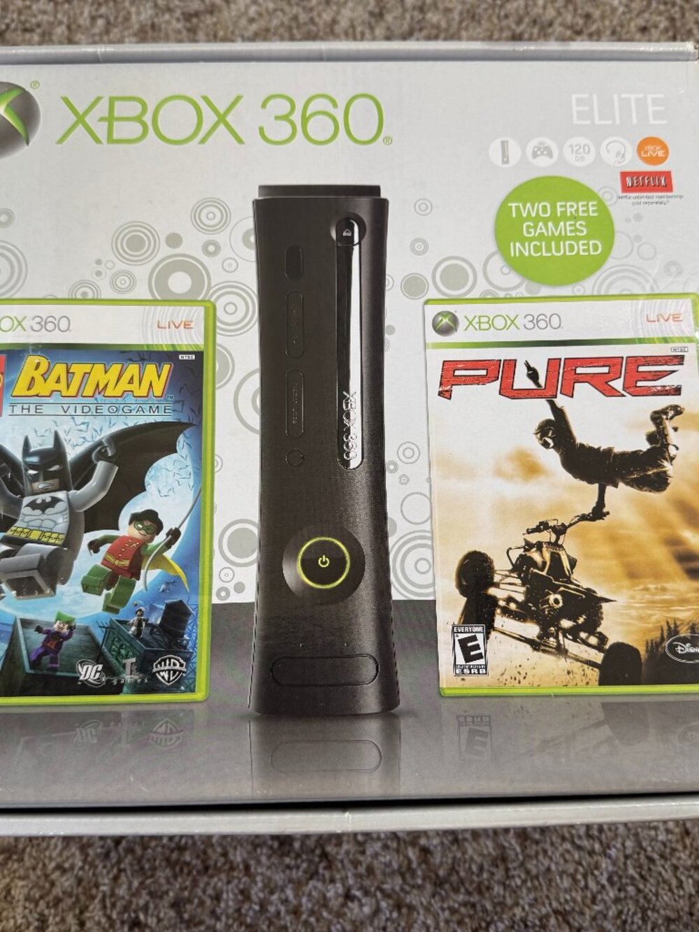 Xbox 360 Elite 120GB Black Console Boxed Bundle- NO games- Like New